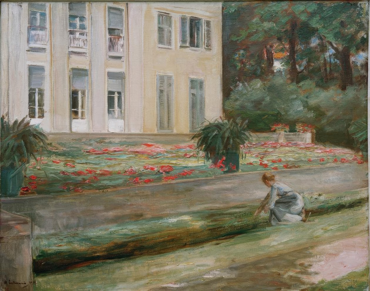 Wannseen puutarhan kukkaterassi luoteeseen päin. tekijältä Max Liebermann