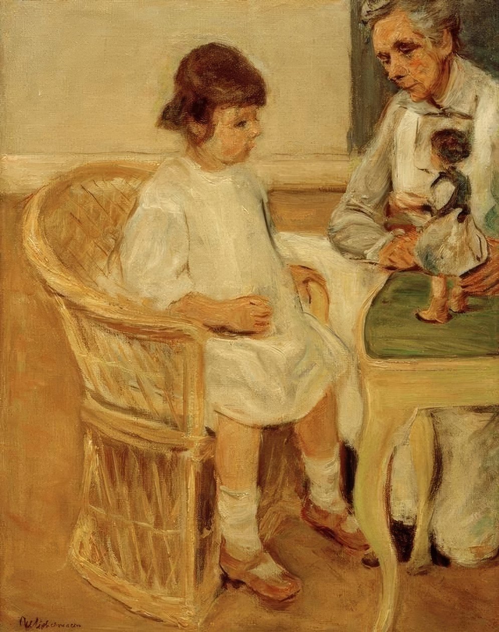 Taiteilijan tyttärentytär korutuolissa oikealla tekijältä Max Liebermann