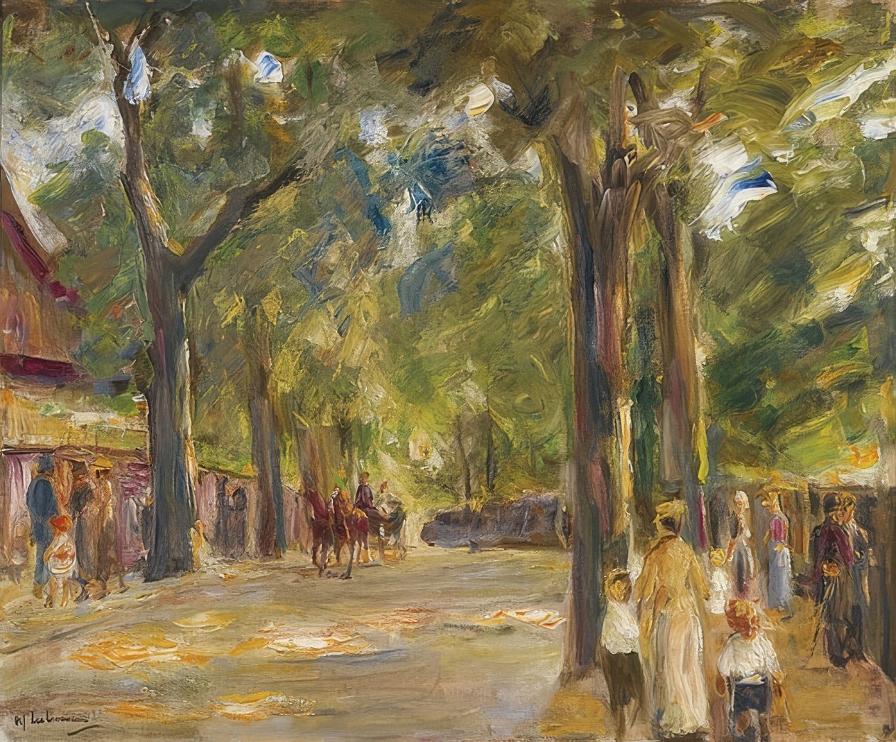 Wannseen suuri Seestrasse kävelijöiden kanssa tekijältä Max Liebermann