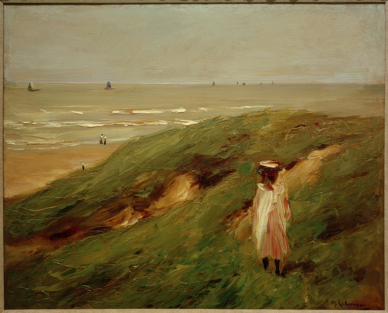 Düne bei Noordwijk mit Kind - Mädchen in den Dünen tekijältä Max Liebermann