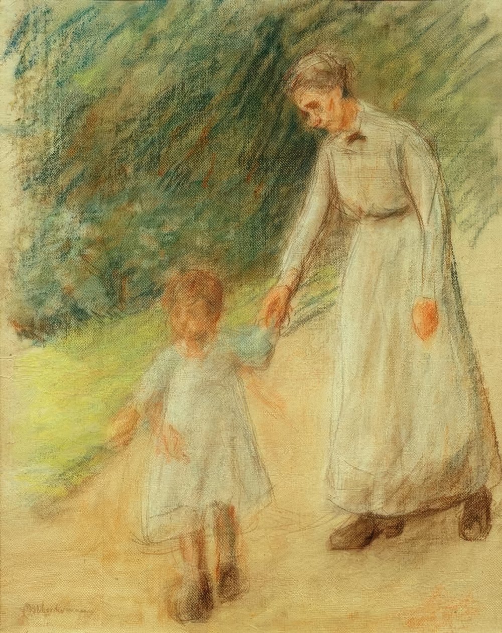 Tyttärentytär lastenhoitajan kanssa tekijältä Max Liebermann