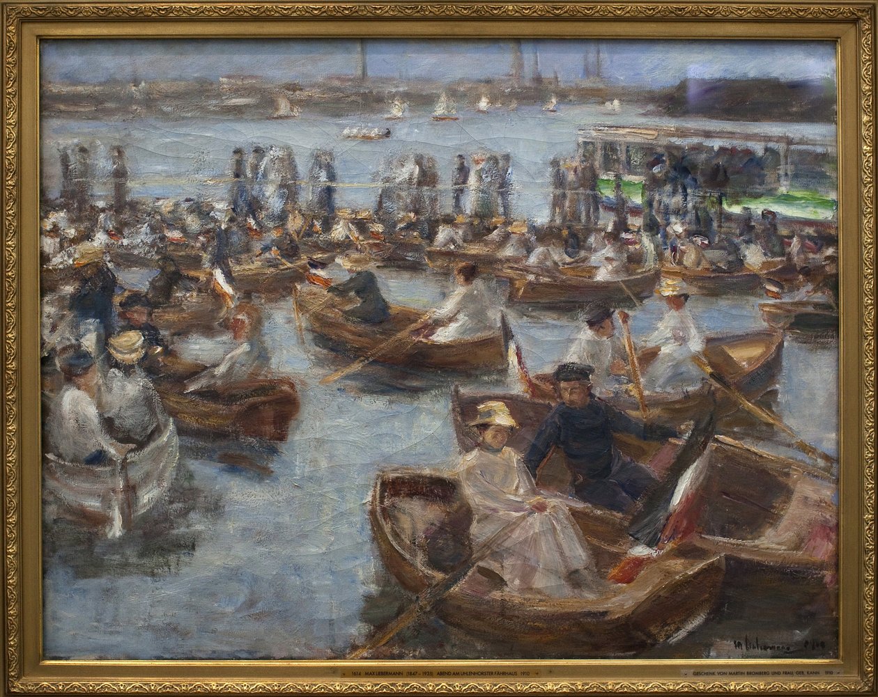 Ilta Fahrhausissa Uhlenhorsterissa (Hampurin esikaupunki). Max Liebermannin (1847-1935) maalaus Öljy kankaalle tekijältä Max Liebermann