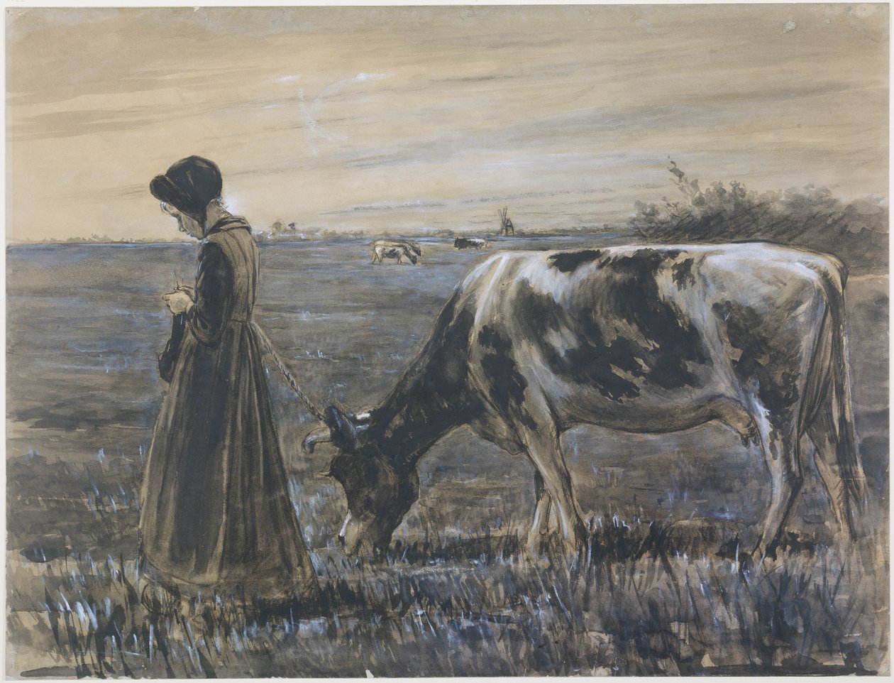 Tyttö ja lehmä tekijältä Max Liebermann