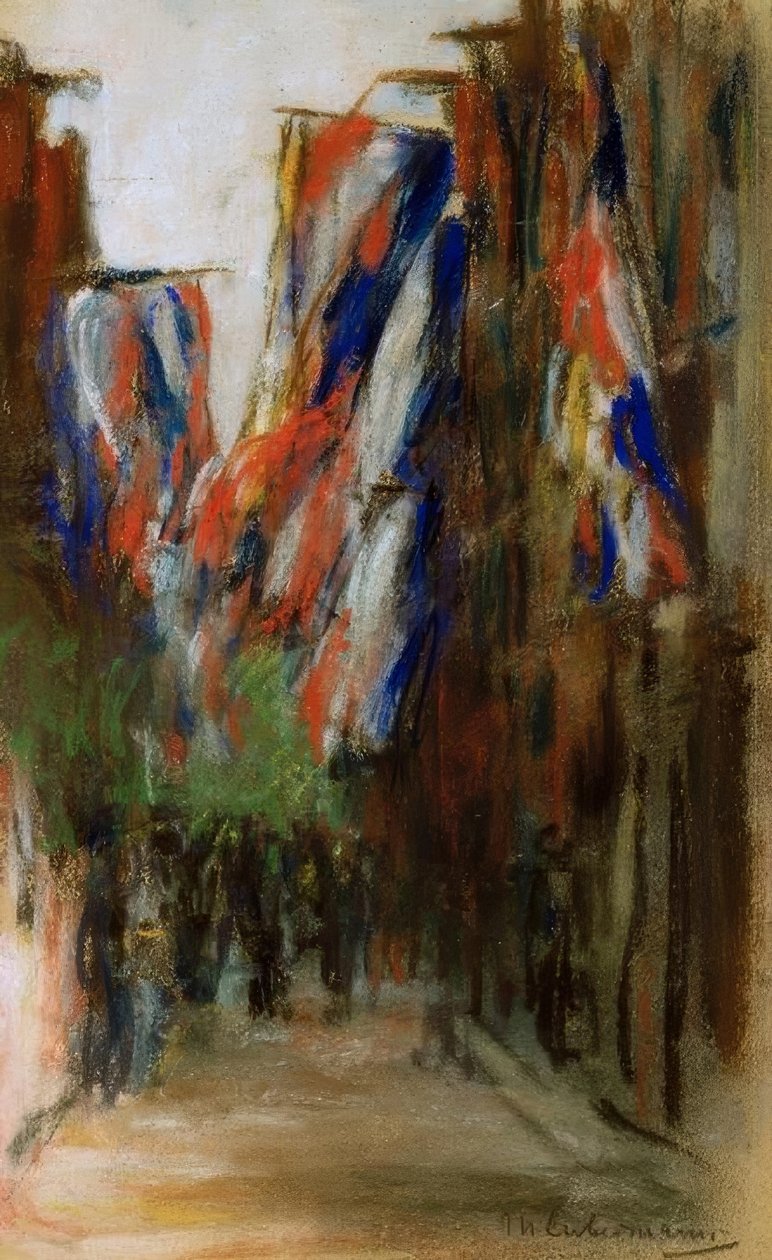 Holländische Straße mit Fahnen tekijältä Max Liebermann