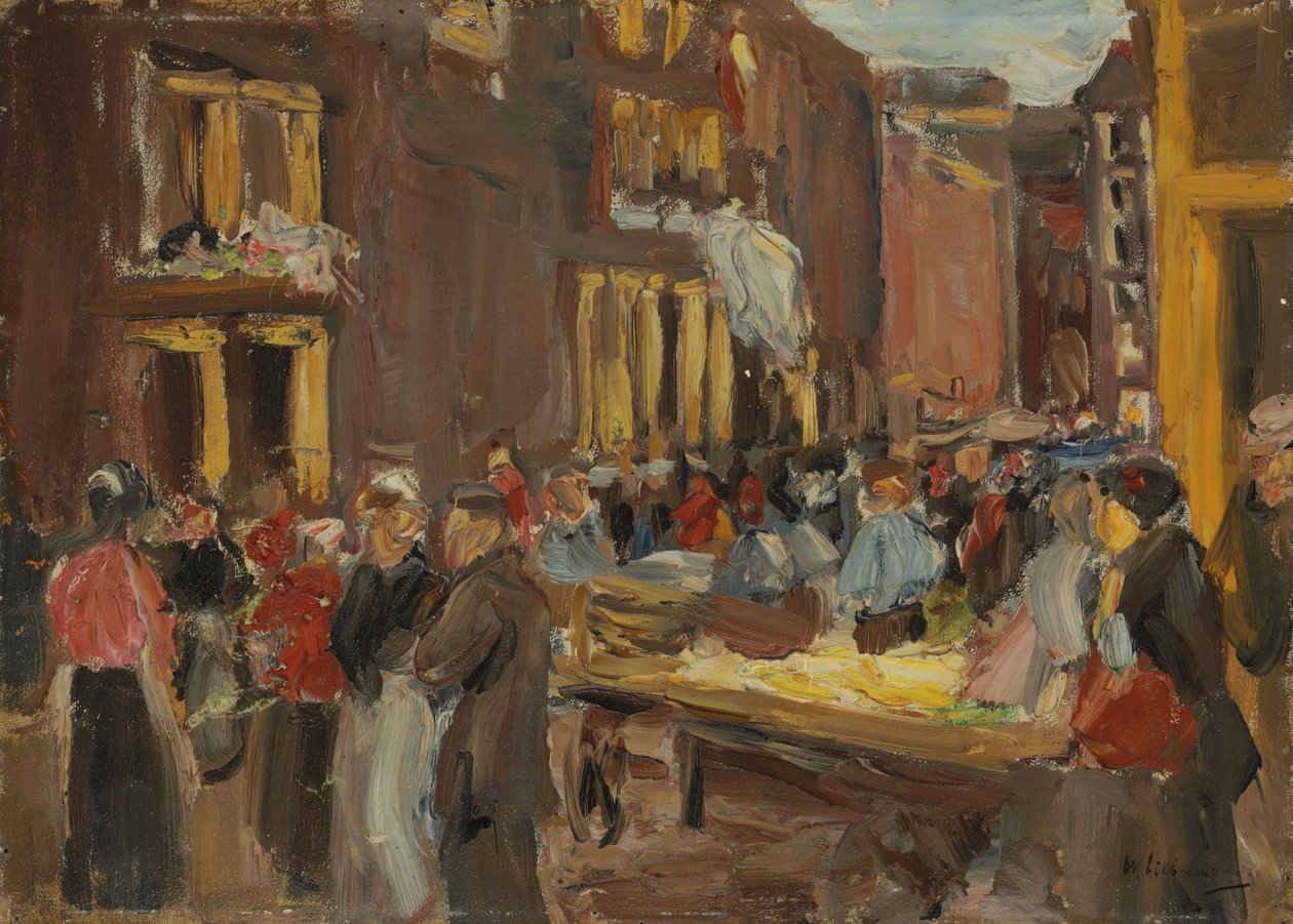 juutalaiskortteli Amsterdamissa; Judengasse Amsterdamissa, Ecke Jodenbreestraat, 1905 tekijältä Max Liebermann