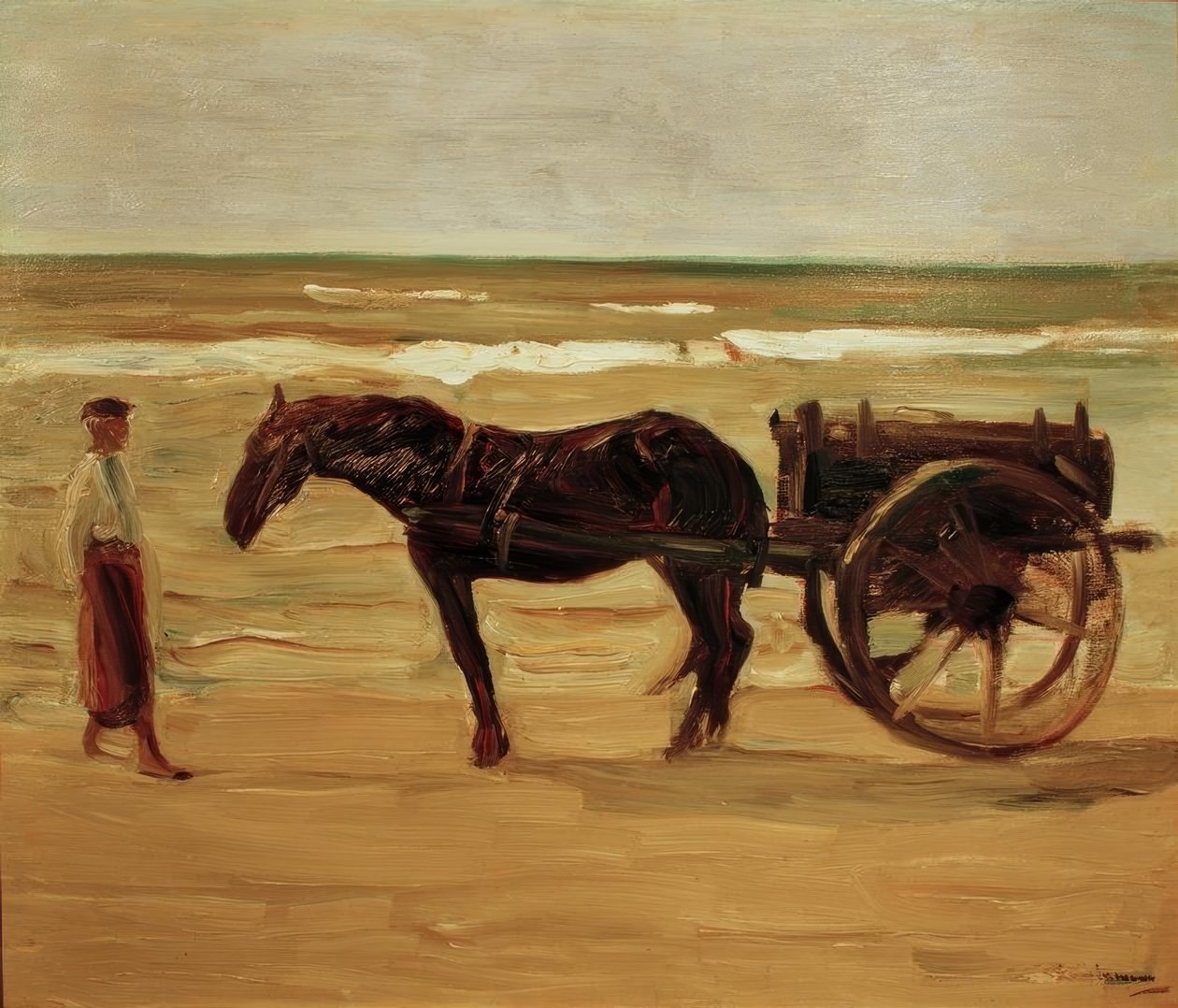 Karren des Badewärters am Strand tekijältä Max Liebermann
