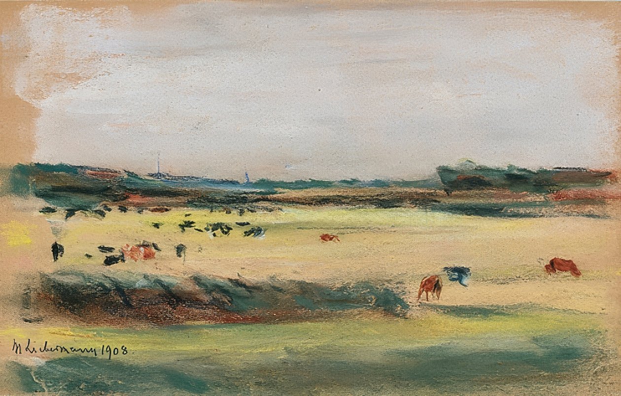 Maisema laiduntavien lehmien kanssa. 1908 tekijältä Max Liebermann
