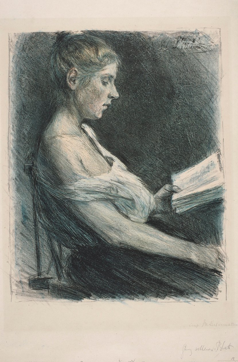Lukeva tyttö (Anna-Christine Mattuschka-Grisebach) tekijältä Max Liebermann
