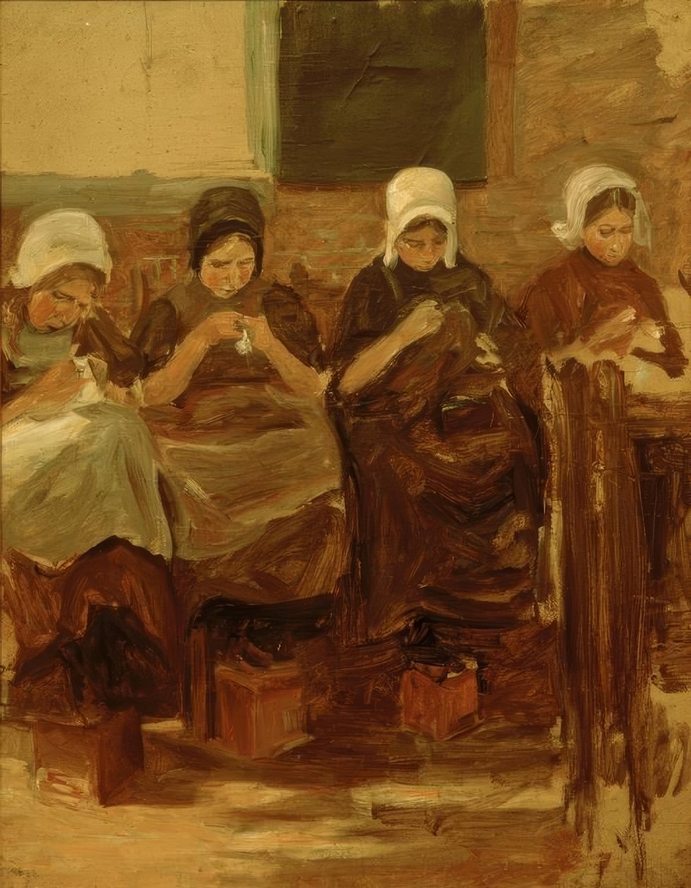 Nähende Mädchen Huyzenissa tekijältä Max Liebermann