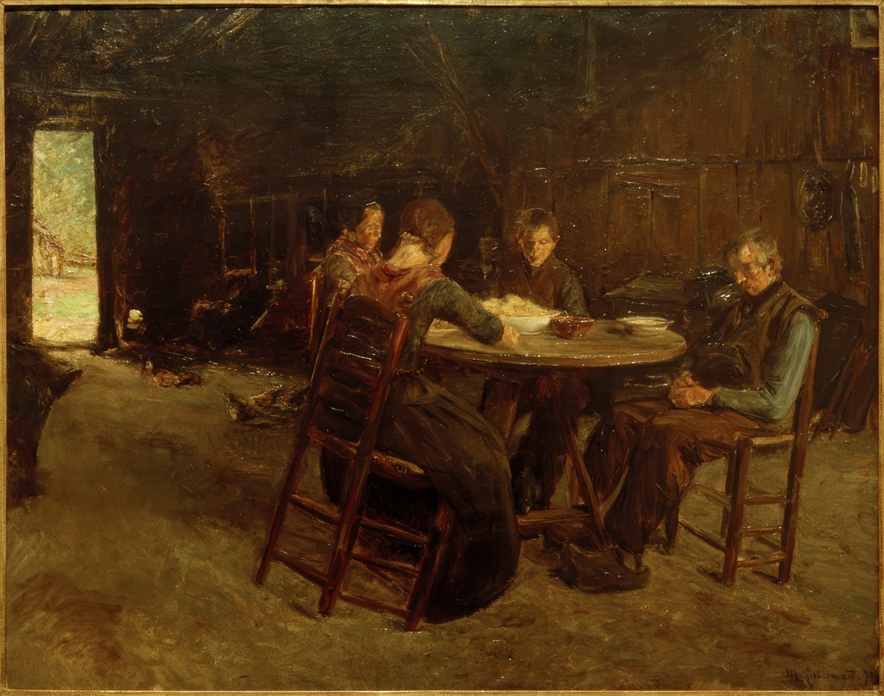 Ostfriesische Bauern beim Tischgebet tekijältä Max Liebermann