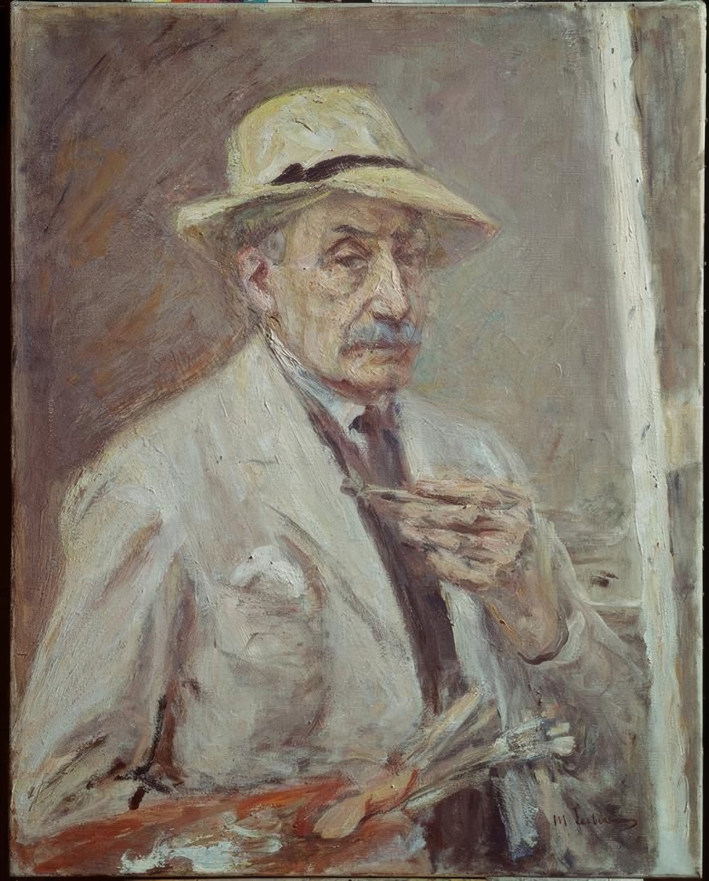 Selbstbildnis mit Malkittel und Hut tekijältä Max Liebermann