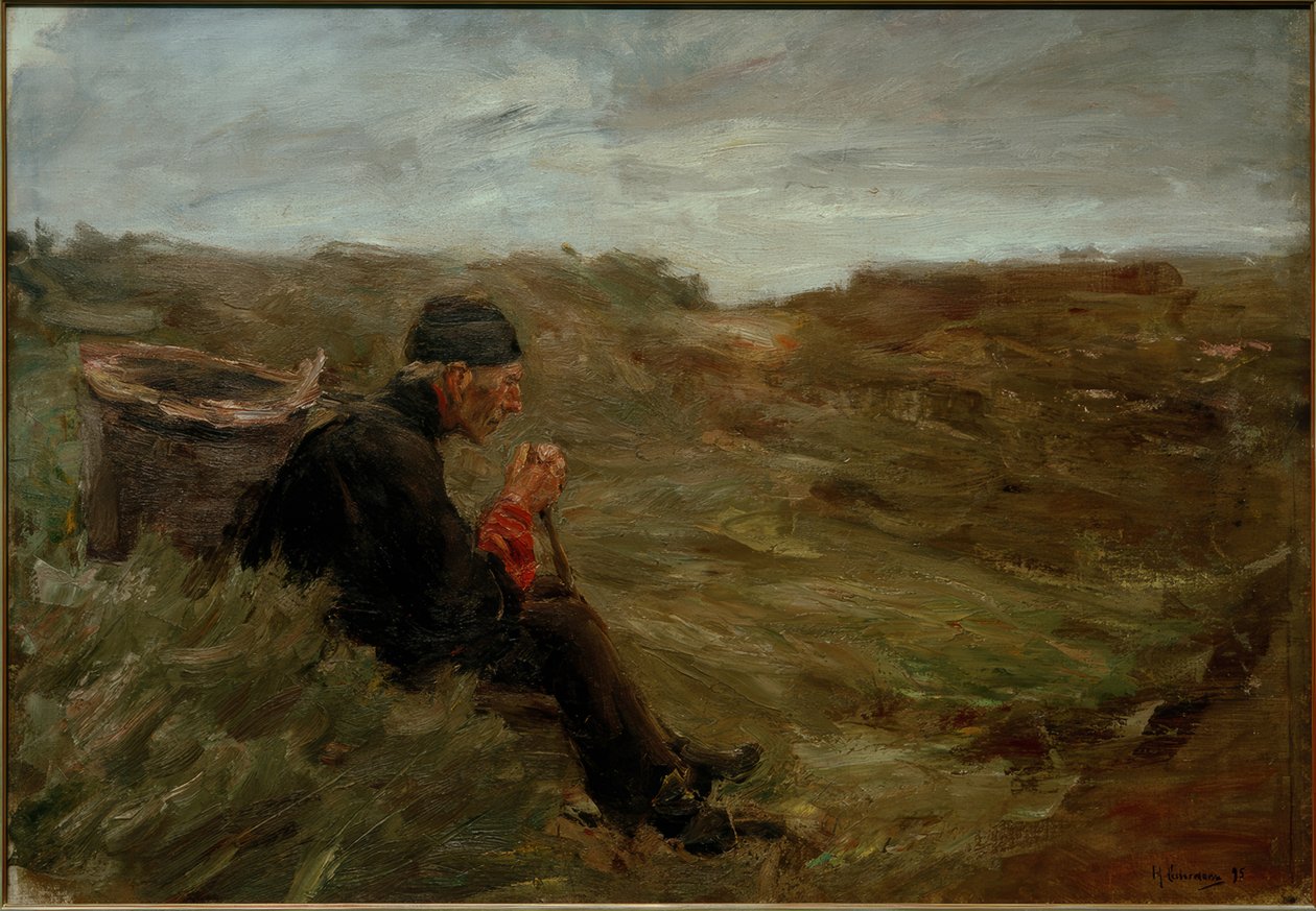 Sitzender Bauer in den Dünen - 1. Entwurf tekijältä Max Liebermann