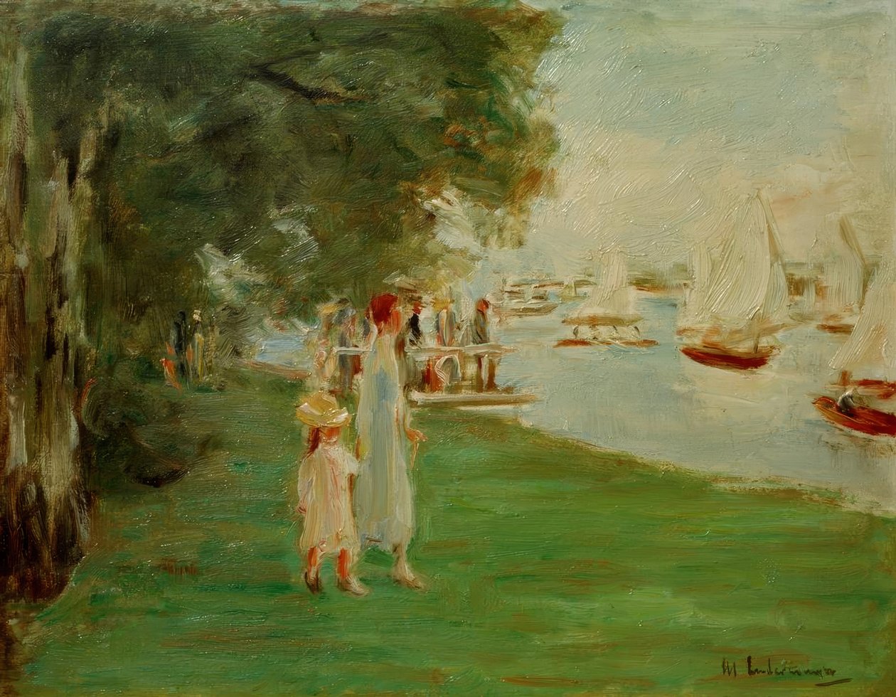 Kävelijöitä Wannseen rannalla tekijältä Max Liebermann