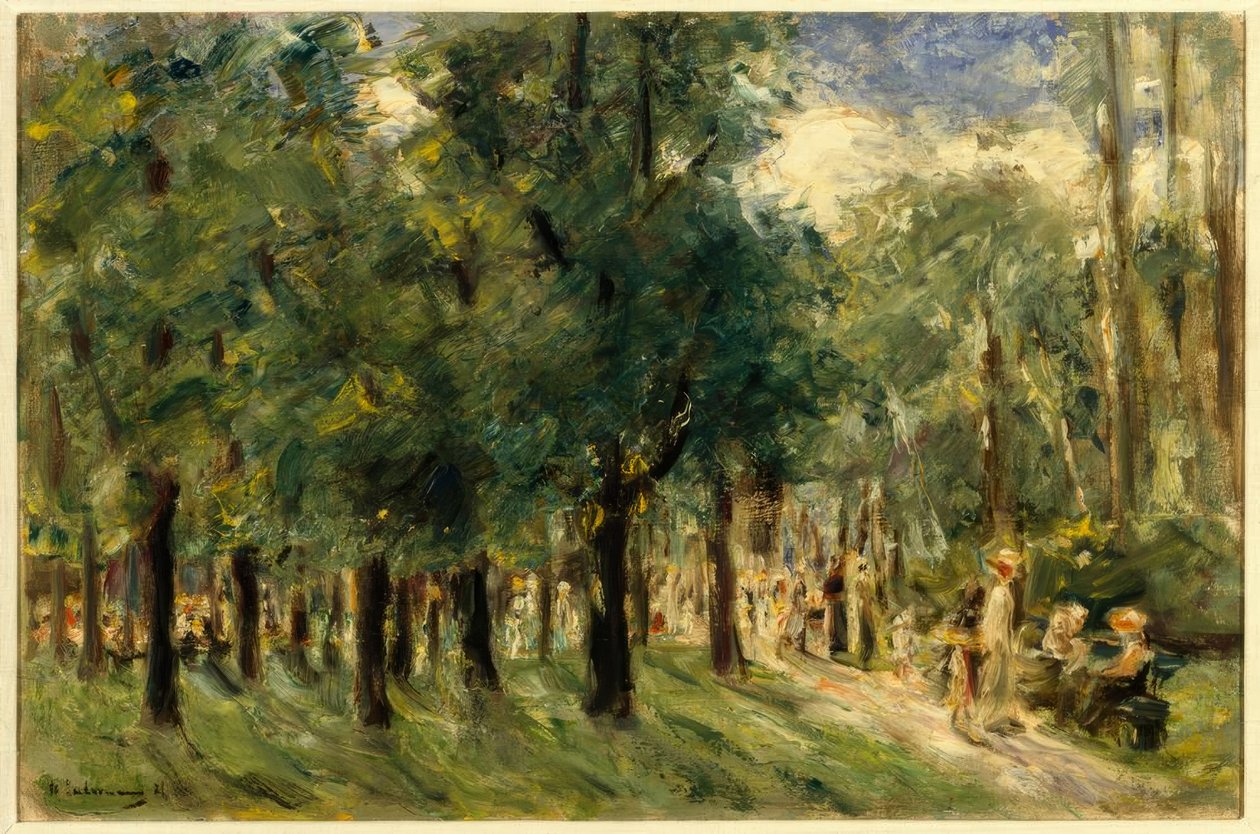 Weg im Tiergarten mit Spaziergängern tekijältä Max Liebermann