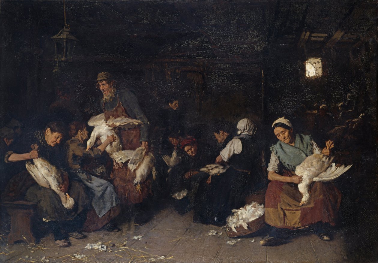 Naiset kynivät hanhia, 1872 tekijältä Max Liebermann