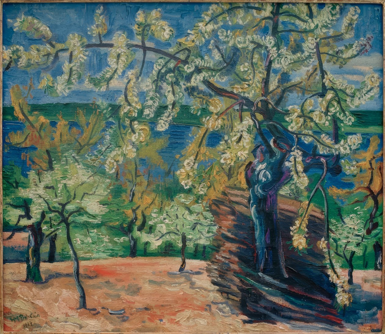 Kukkiva kirsikkapuu tekijältä Max Pechstein