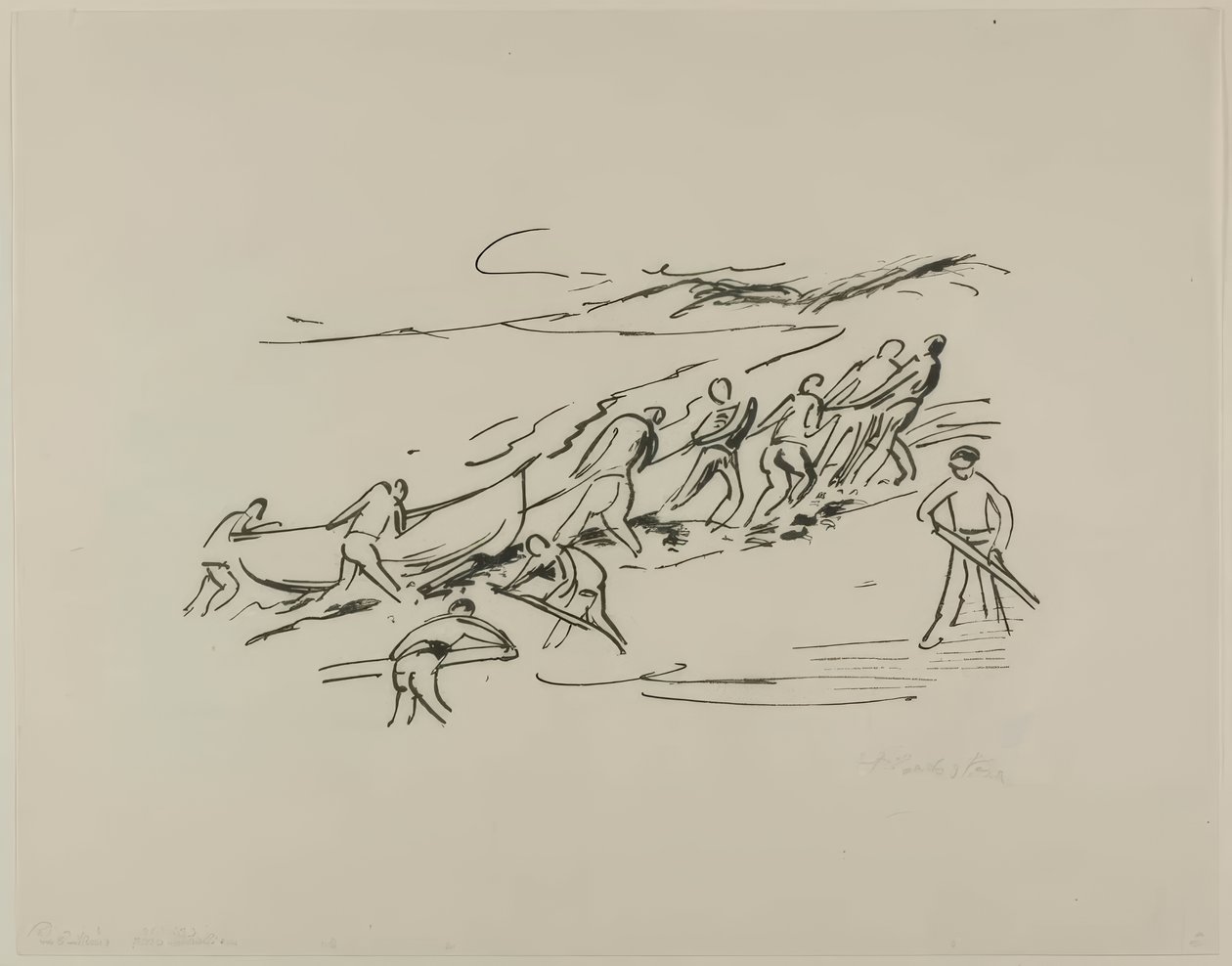 Poistuminen alukselta, matkakuvista: Italia-Etelämeri tekijältä Max Pechstein