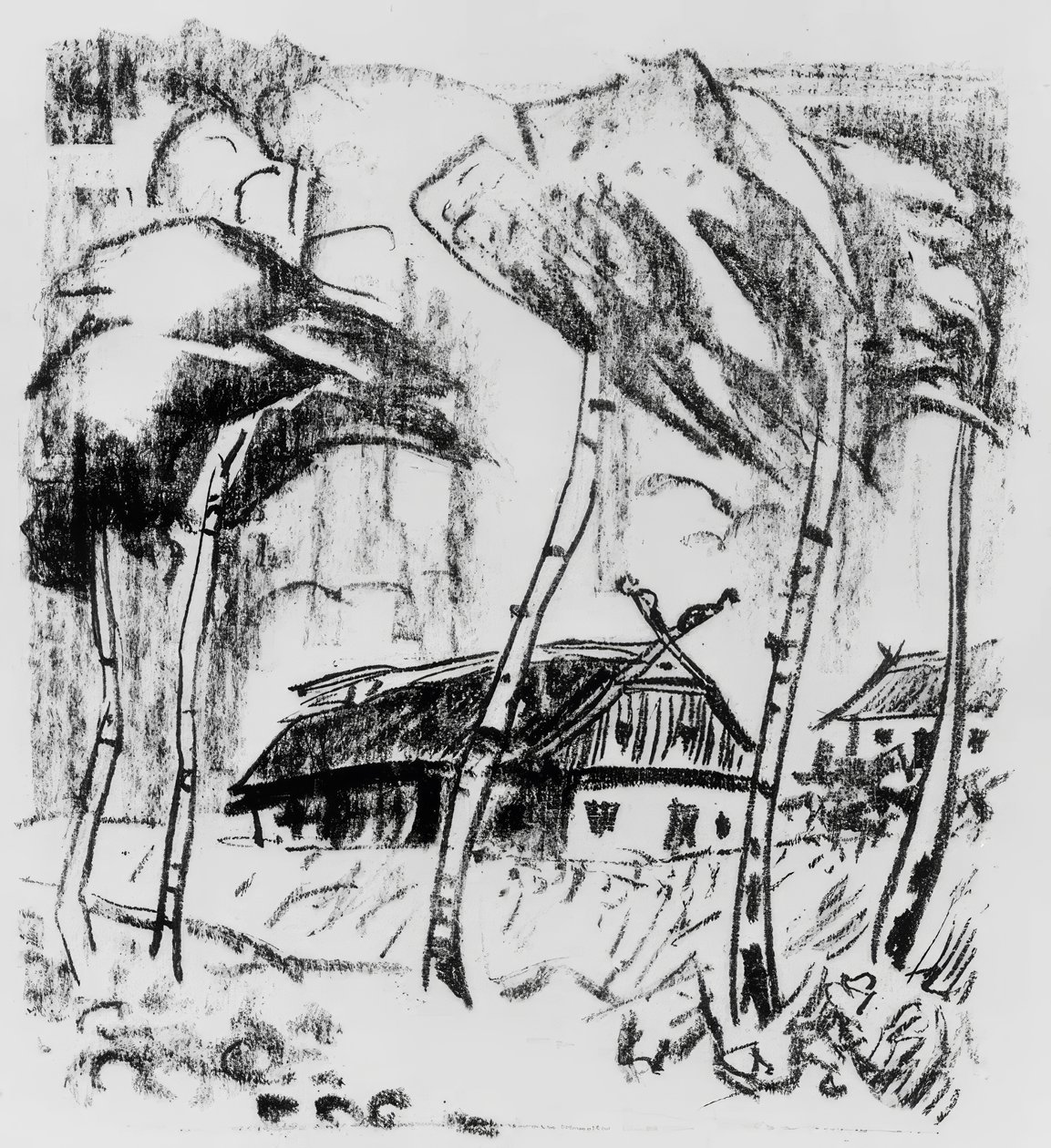 Birkenin takana oleva maatila tekijältä Max Pechstein