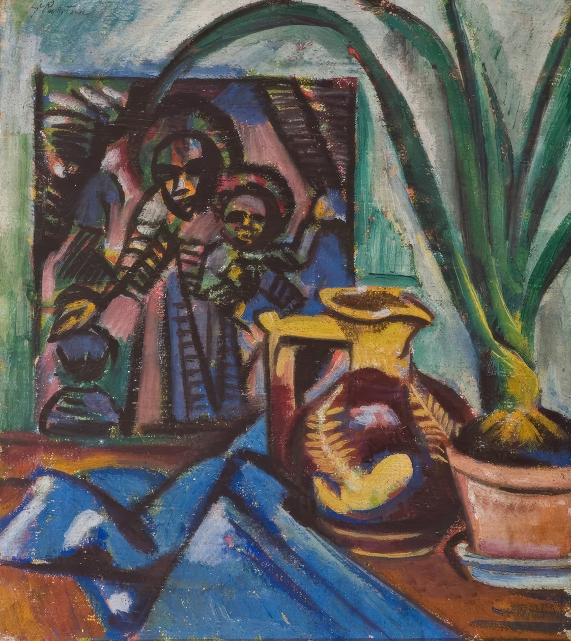 Stillleben mit Krug und Blattpflanze tekijältä Max Pechstein