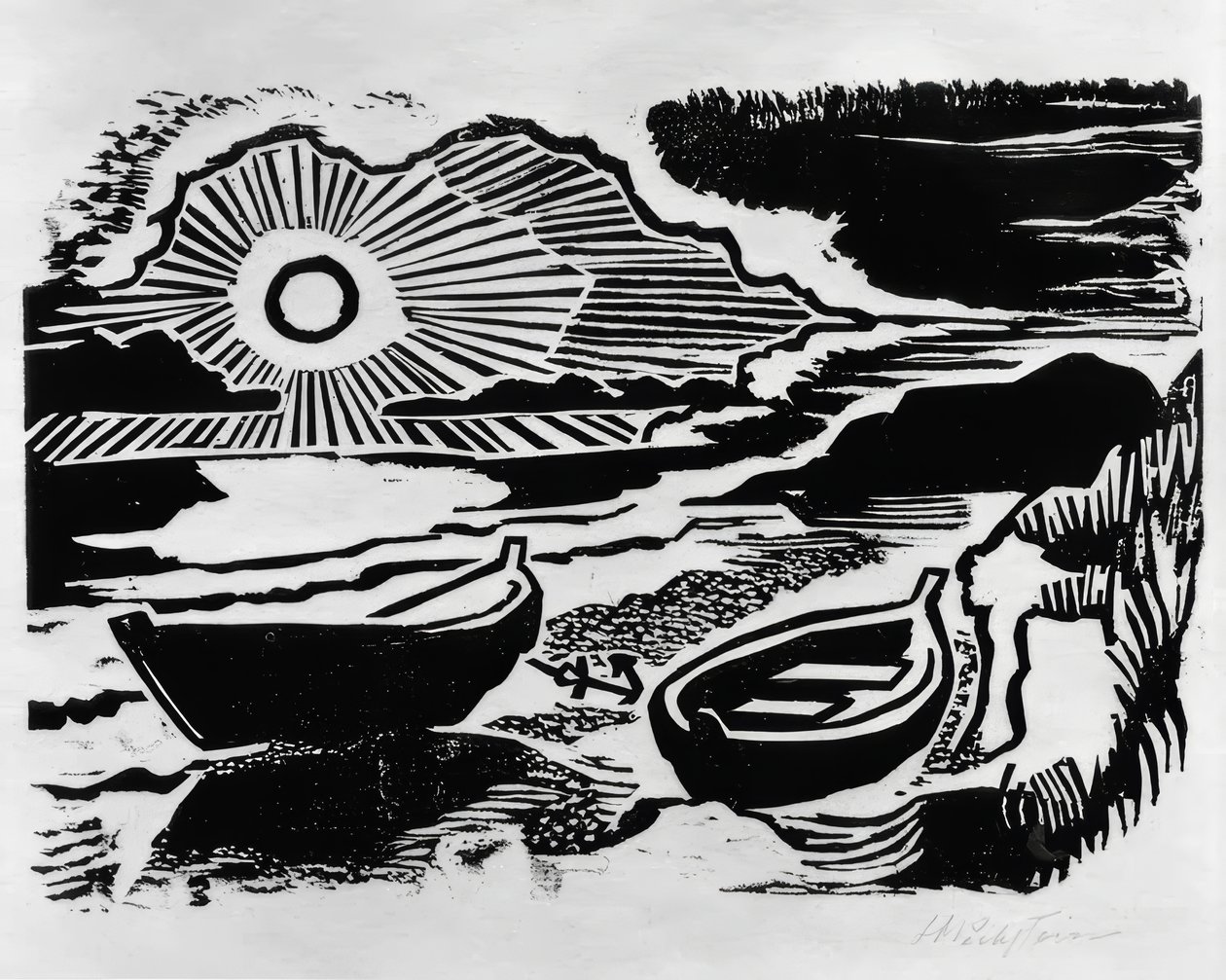 Laskeva aurinko tekijältä Max Pechstein