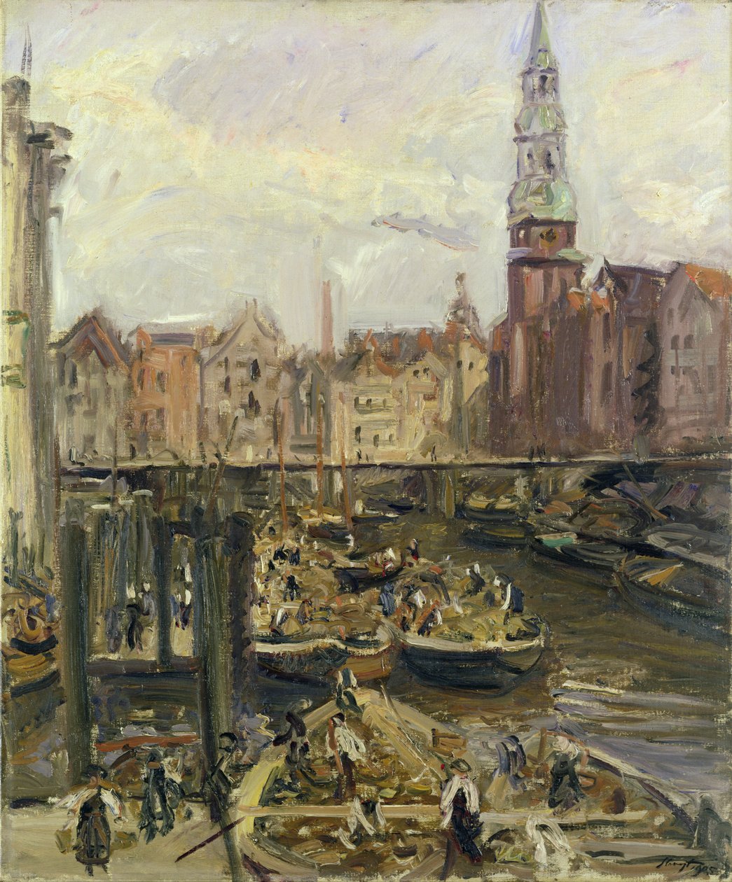 Kelluvat markkinat kanavalla Hampurissa, 1905 tekijältä Max Slevogt