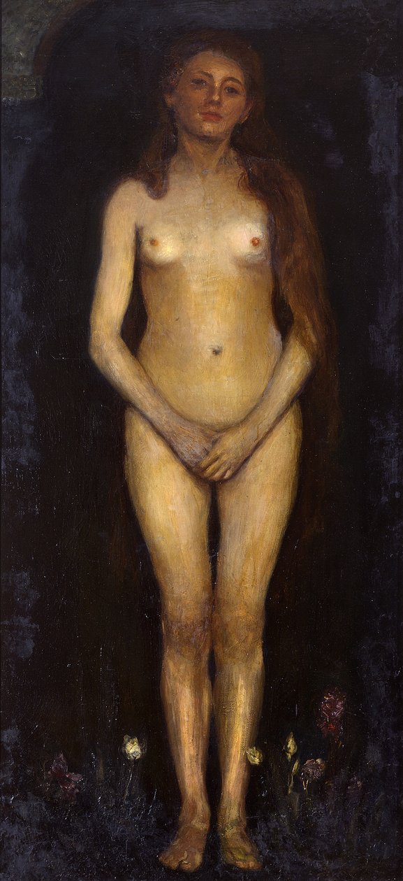 Frau. Linke Tafel des Diptychons „Menschenpaar (Homo Sapiens)“ tekijältä Max Slevogt