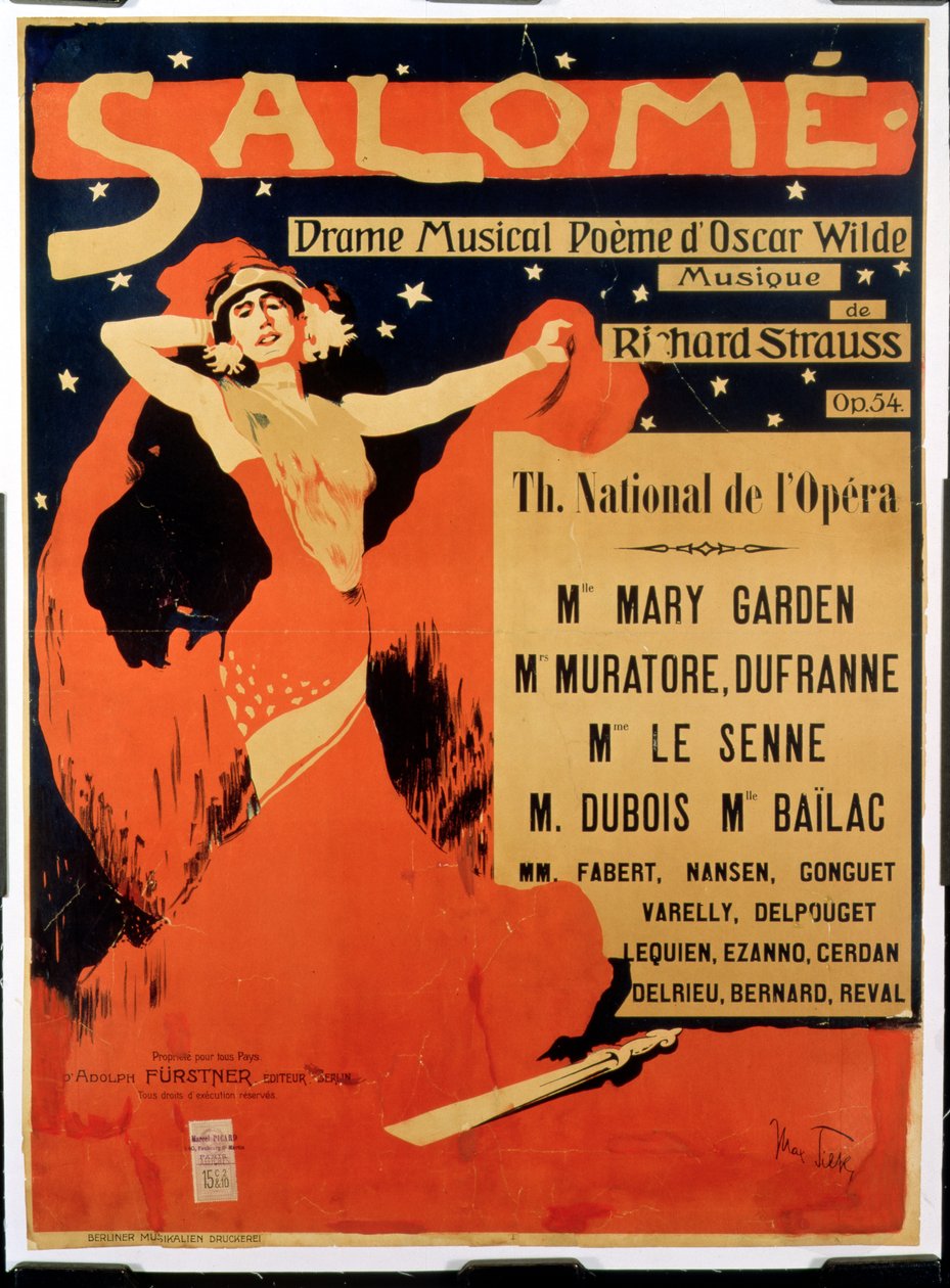 Mainosjuliste "Salome", Richard Straussin (1864-1949) ooppera (litho) tekijältä Max Tilke