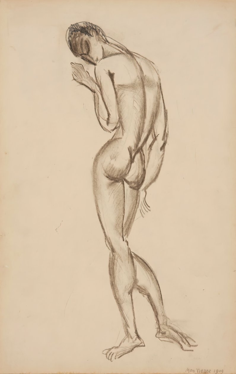 Nainen alastonkuva, takaa, 1909. tekijältä Max Weber
