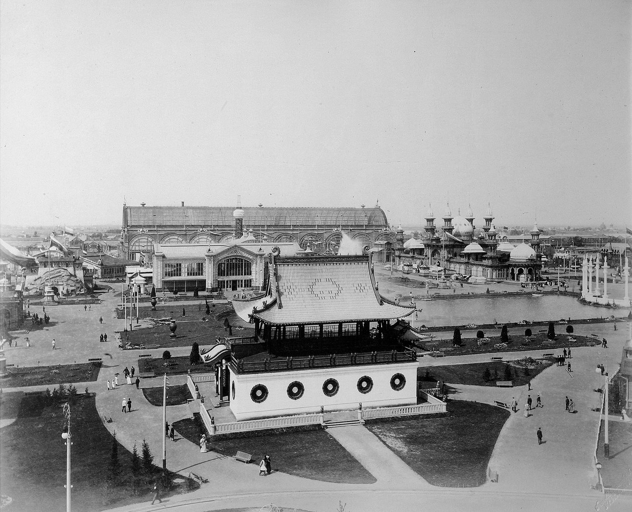 Yleisnäkymä, koko Venäjän näyttely, Nižni Novgorod, Venäjä, 1896. tekijältä Maxim Dmitriev