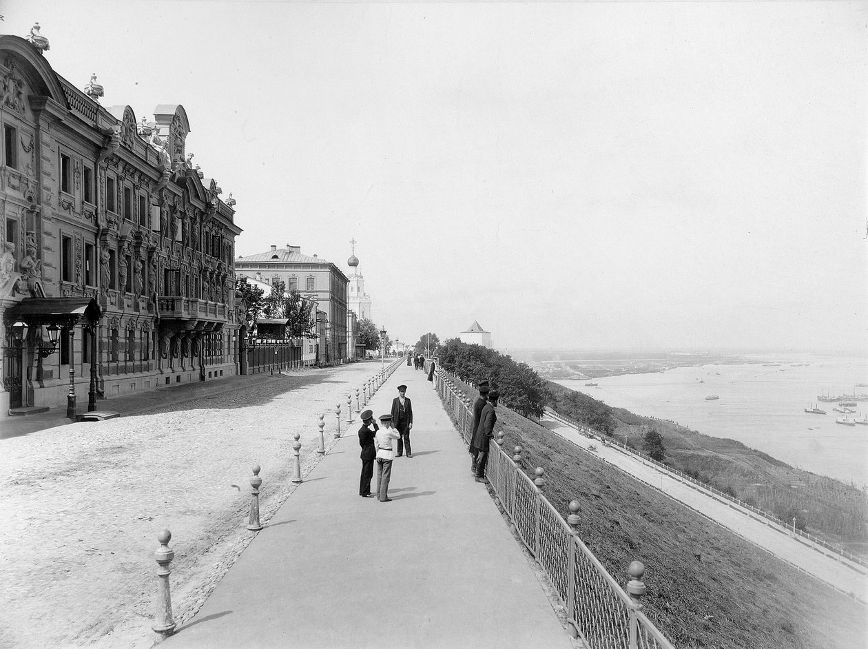 Strelka, Volga- ja Oka-jokien yhtymäkohta, Nižni Novgorod, Venäjä, 1896 tekijältä Maxim Dmitriev