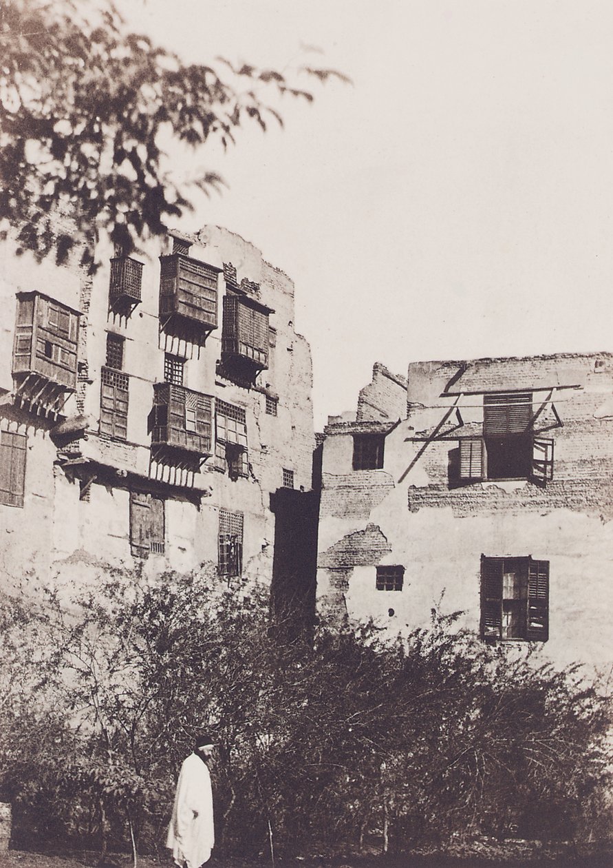 Kairo, talo ja puutarha ranskalaisessa korttelissa, Gustave Flaubertin kanssa, 1850 tekijältä Maxime Du Camp