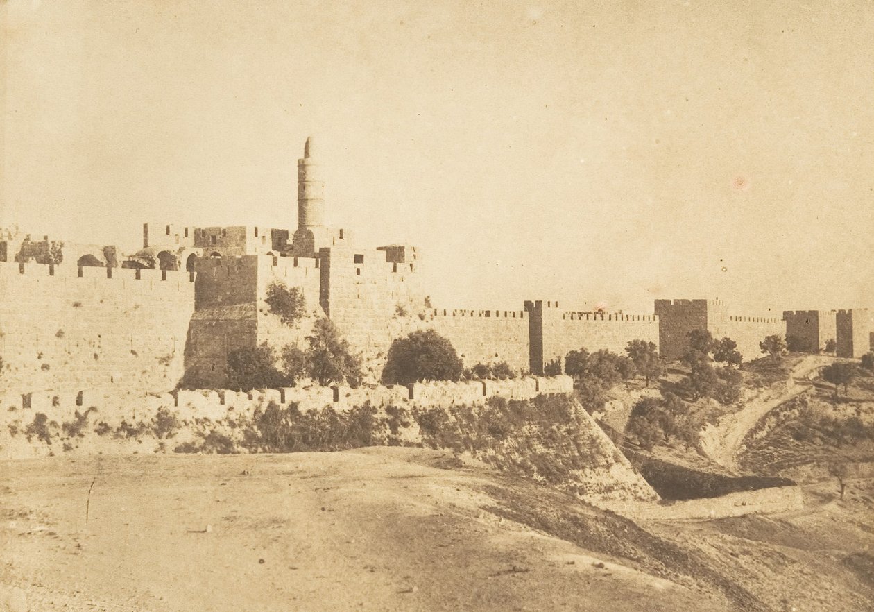 David Daoud Kalesyn linna ja Jerusalemin muurit, elokuu 1850. tekijältä Maxime Du Camp