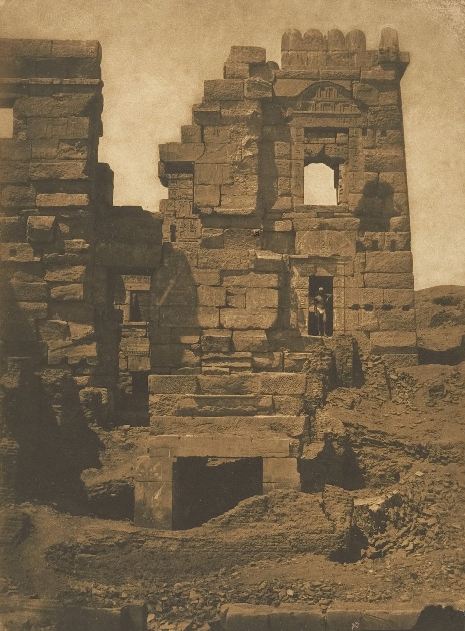 Rhamses-Meiamounin Gyneceumin sivujulkisivu, Medinet-Haboun palatsi, Thebes, 1849-50. tekijältä Maxime Du Camp