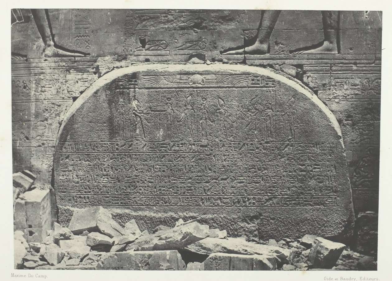 Suuri Isisin temppeli Philoessa, Proscynema Act of Adoration, Nubia, 184951, painettu 1852. tekijältä Maxime Du Camp