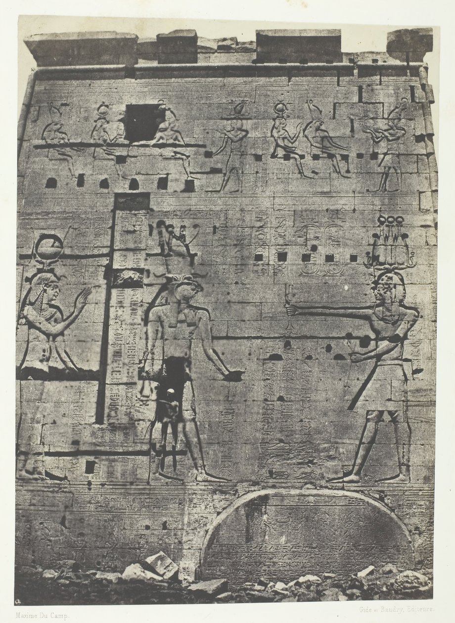 Suuri Isisin temppeli Philoessa, toinen pylväs, Nubia, 184951, painettu 1852. tekijältä Maxime Du Camp