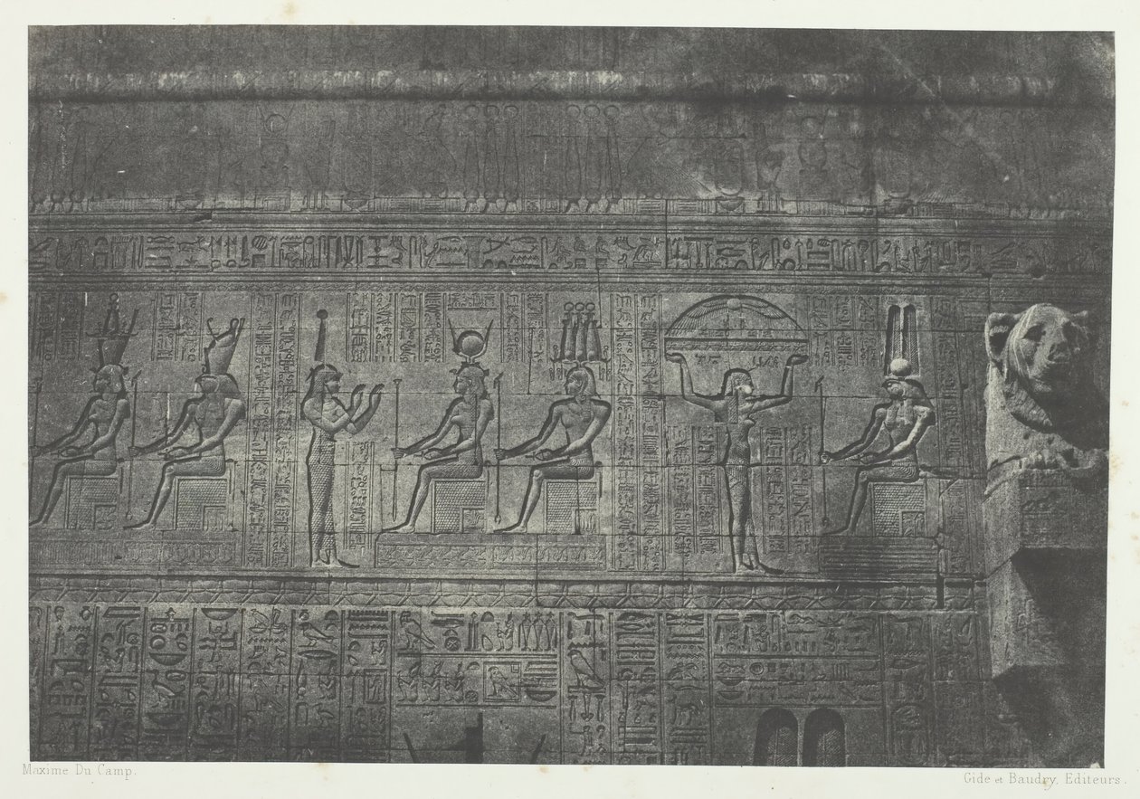 Suuri Dendera Teutyresin temppeli, takajulkisivun veistokset, Ylä-Egypti, 184951. tekijältä Maxime Du Camp