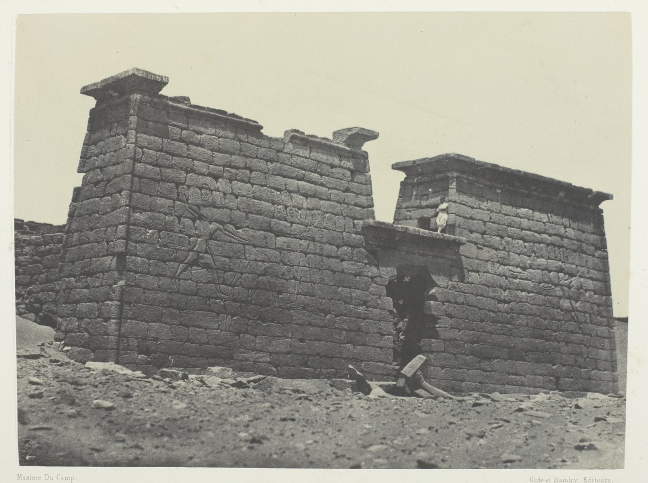 Hémi-Spéos De Séboua, Pylons; Nubia, levy 98 albumista "Egypte, Nubie, Palestine et Syrie" (1852). tekijältä Maxime Du Camp