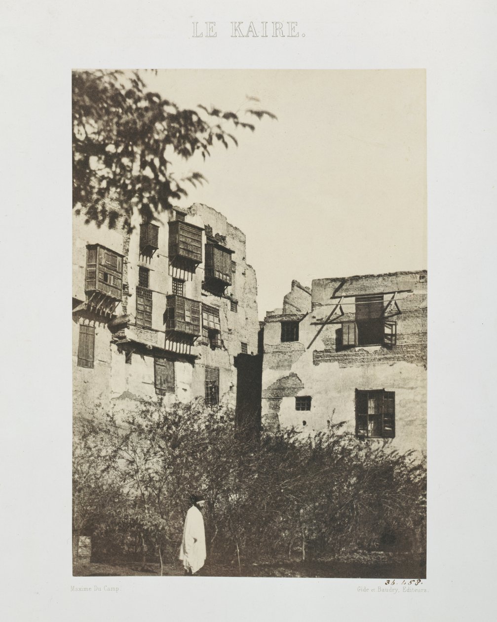 Talo ja puutarha ranskalaisessa korttelissa, Egyptissä, 1850 (suolapaperiprintti vahapaperinegatiivista) tekijältä Maxime Du Camp
