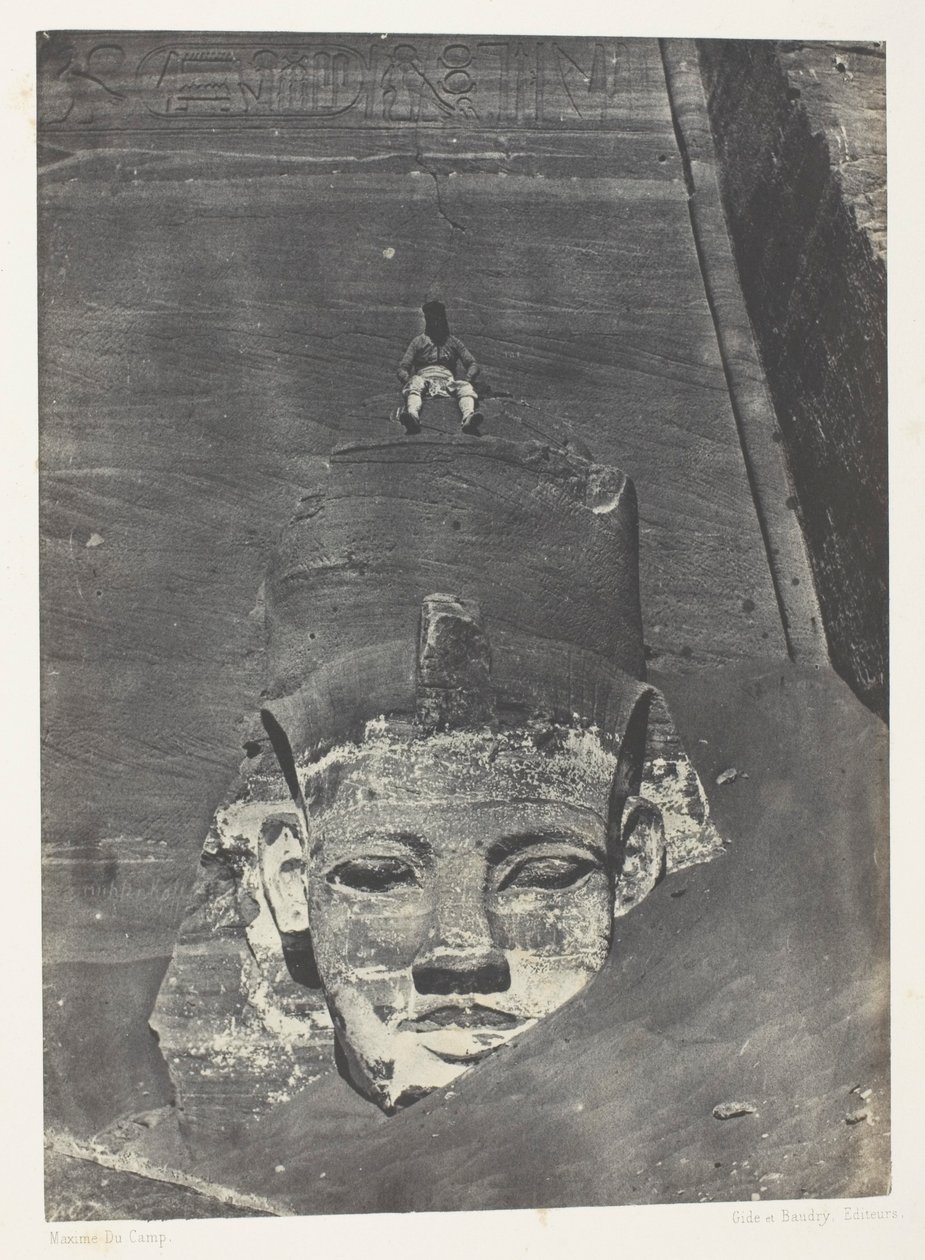 Ibsamboul, Colosse Occidental Du Spéos De Phrè; Nubia, levy 107 albumista "Egypte, Nubie, Palestine et Syrie" (1852). tekijältä Maxime Du Camp
