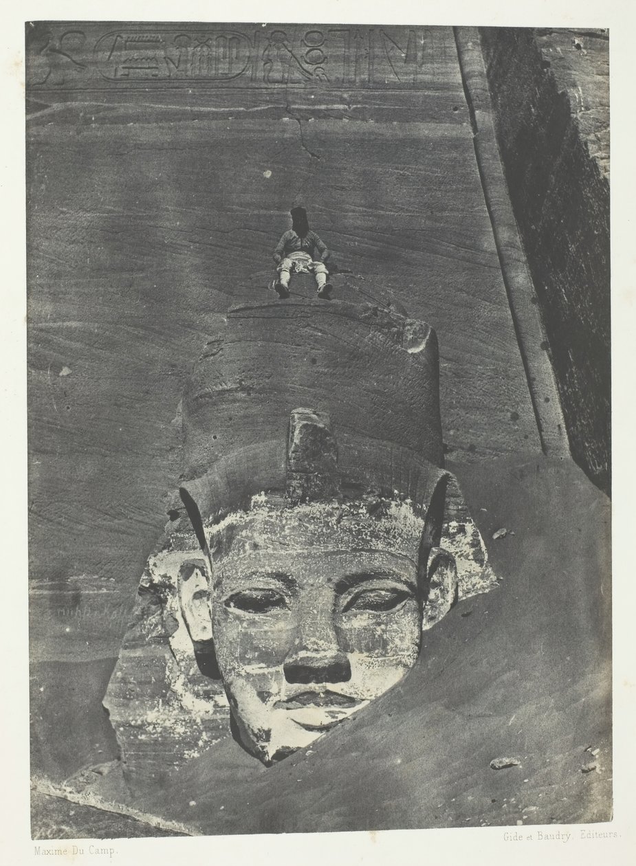 Ibsamboul, Western Colossus Of Spéos De Phrè, Nubia, 184951, painettu 1852. tekijältä Maxime Du Camp
