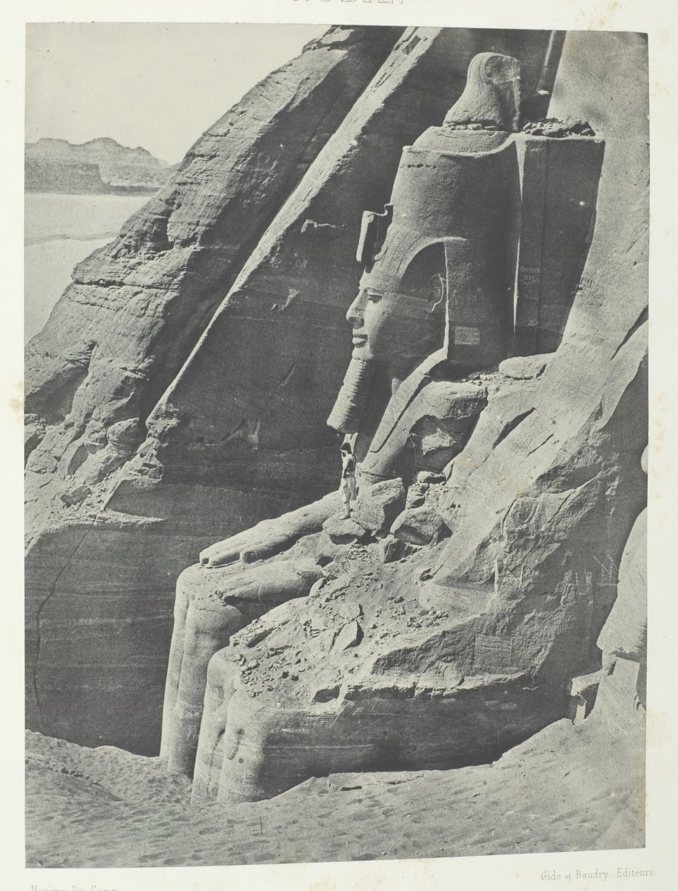 Ibsamboul, Oriental Colossus Of Spéos De Phrè, nähty profiilissa, Nubia, 184951, painettu 1852. tekijältä Maxime Du Camp