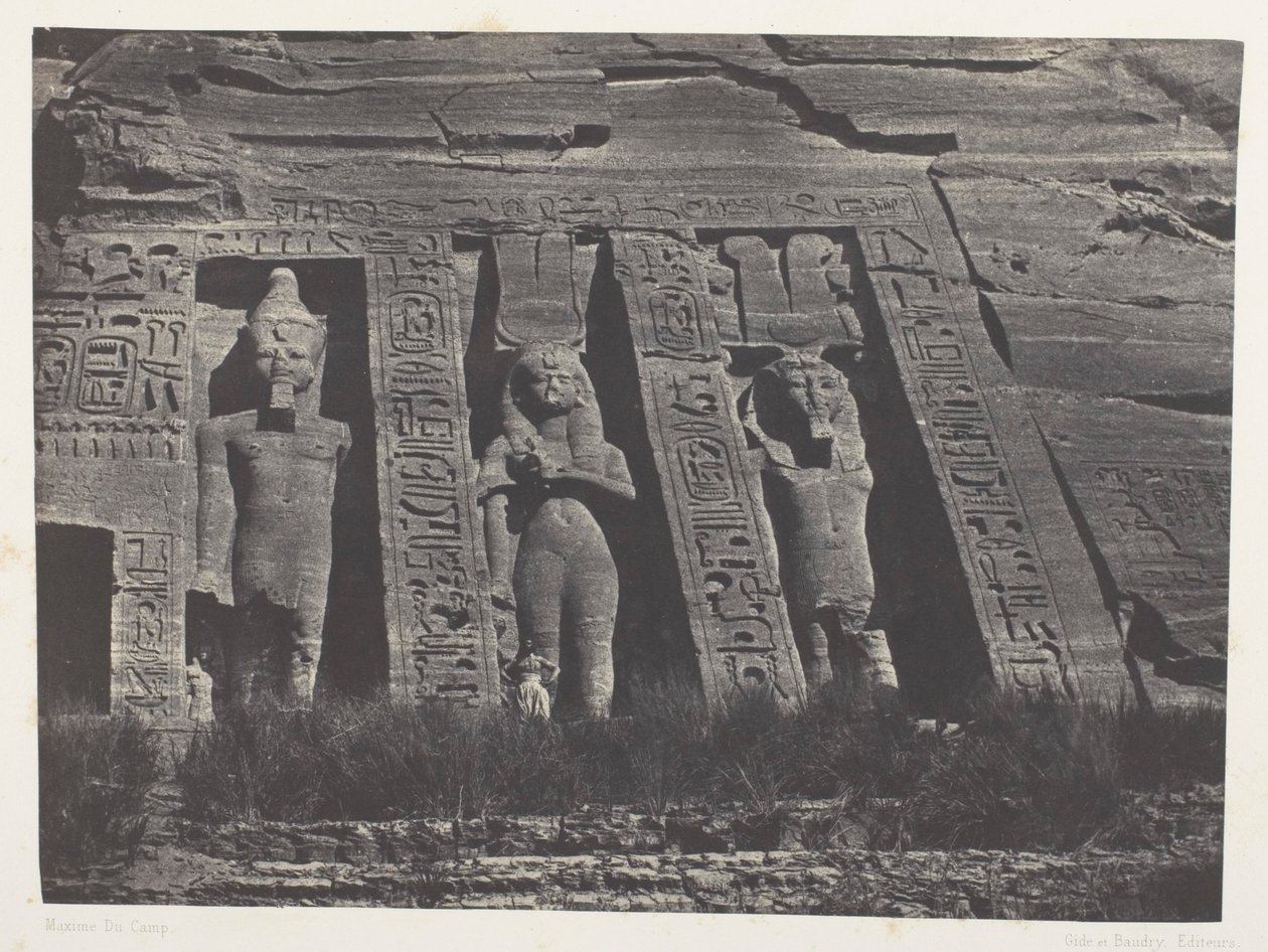 Ibsamboul, Hathorin speoksen pohjoisosa; Nubia, kuvalaatta 108 albumista "Egypte, Nubie, Palestine et Syrie" (1852) tekijältä Maxime Du Camp
