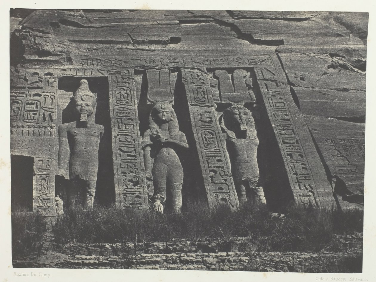 Ibsamboul, Hathorin Speosin pohjoisosa, Nubia, 184951, painettu 1852. tekijältä Maxime Du Camp