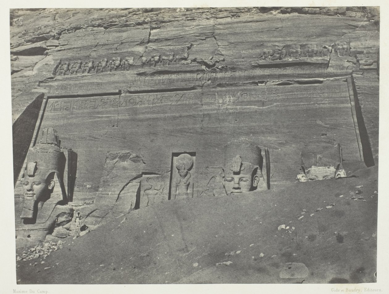 Ibsamboul, Vue Générale Du Grand Spéos De Phrè; Nubie, levy 102 albumista "Egypte, Nubie, Palestine et Syrie" (1852). tekijältä Maxime Du Camp