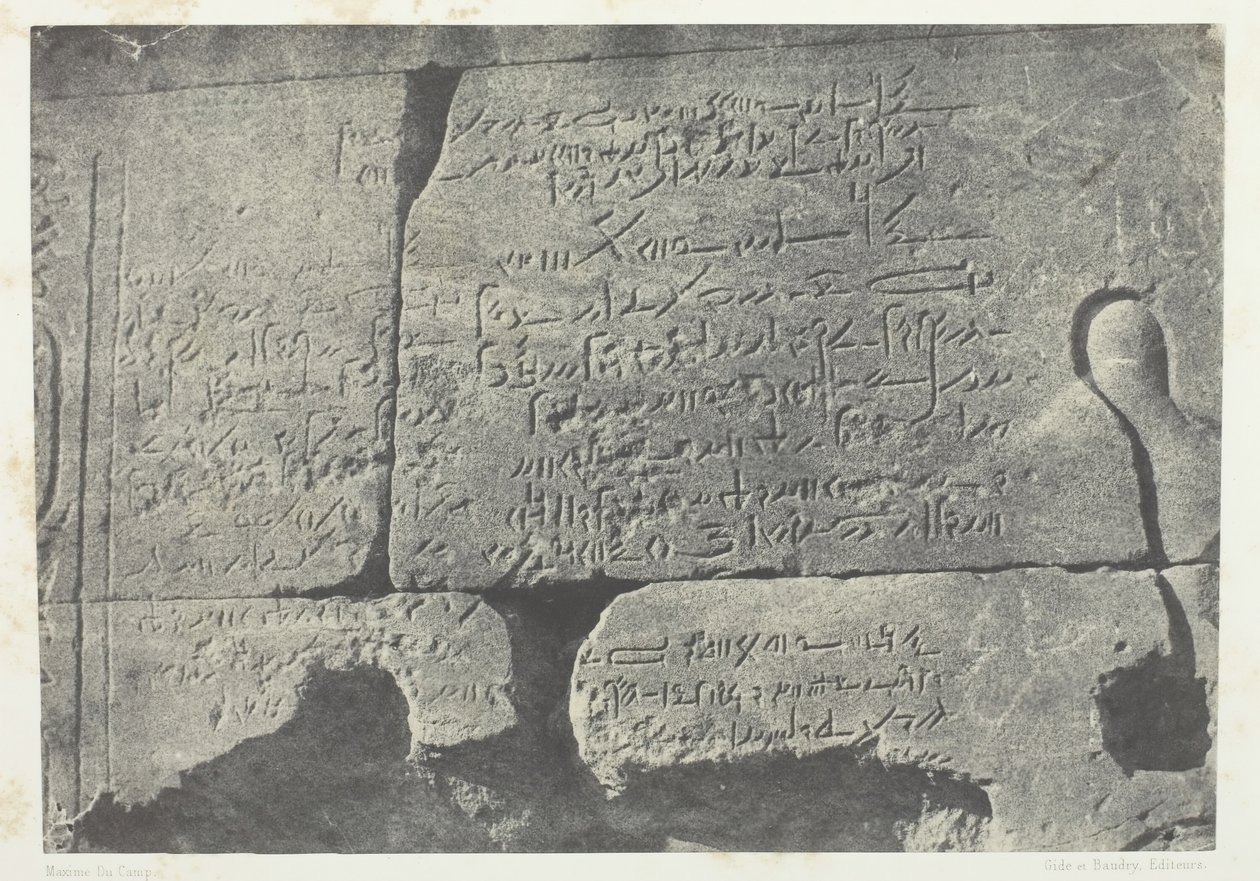 Demotic Inscription, Great Temple of Isis at Philoe, Nubia, 184951, painettu 1852. tekijältä Maxime Du Camp