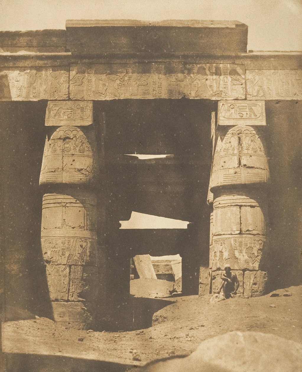 Khonsin temppelin sisustus, Karnac, Thebes, 1849-50. tekijältä Maxime Du Camp