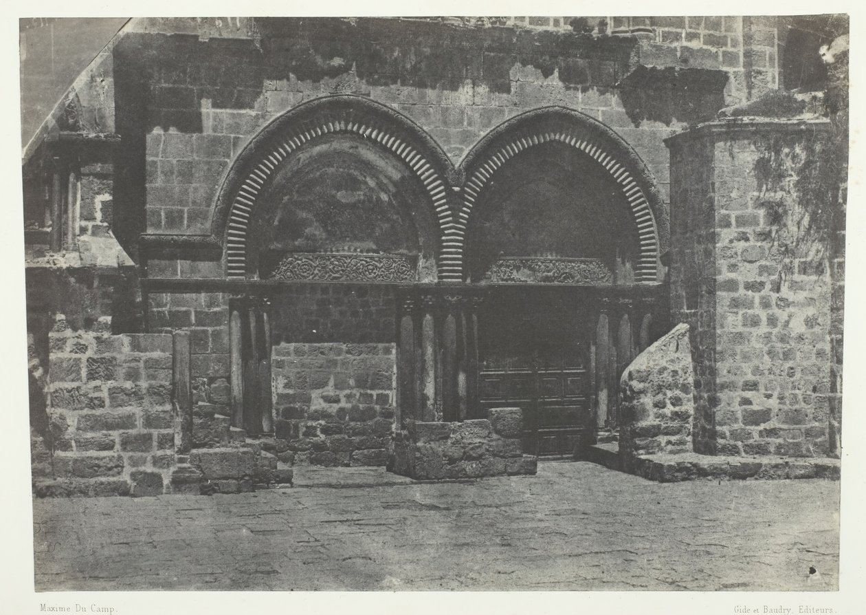 Jerusalem, Pyhän haudan kirkon alemmat pelihallit, Palestiina, 184951, painettu 1852. tekijältä Maxime Du Camp