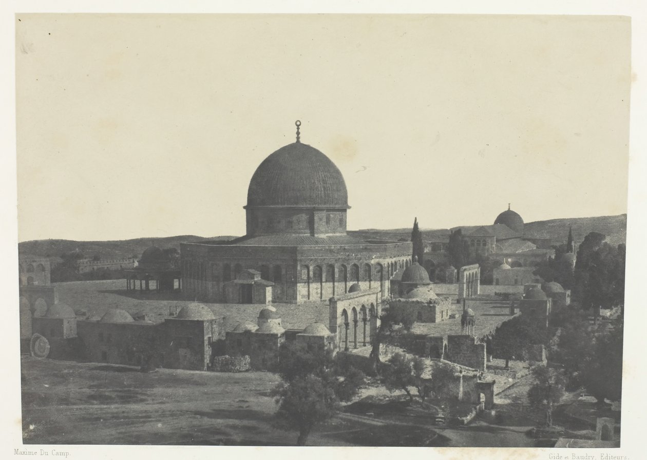Jerusalem, Omarin moskeija, Palestiina, 184951, painettu 1852. tekijältä Maxime Du Camp