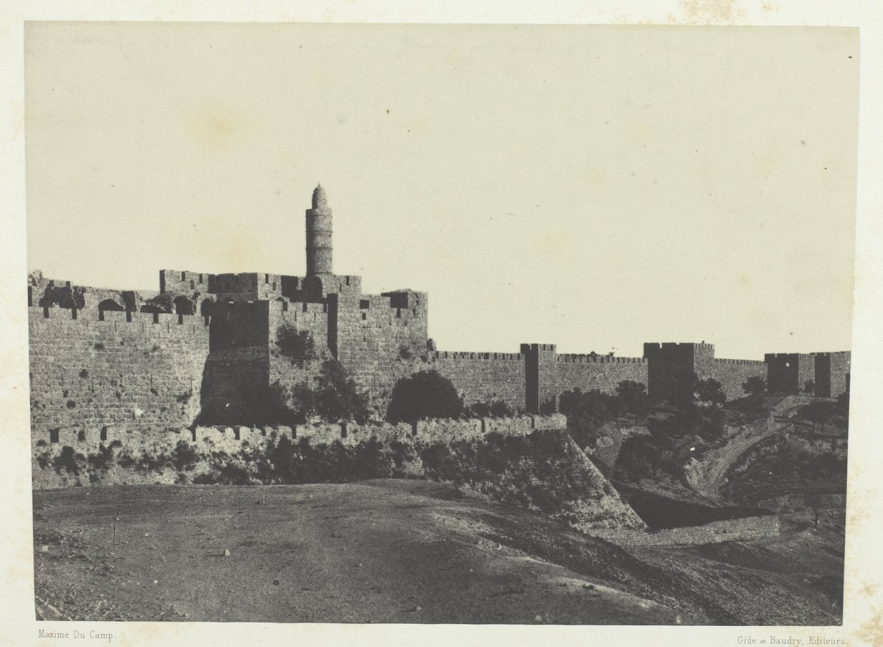 Jerusalem, läntiset muurit; Palestiina tekijältä Maxime Du Camp