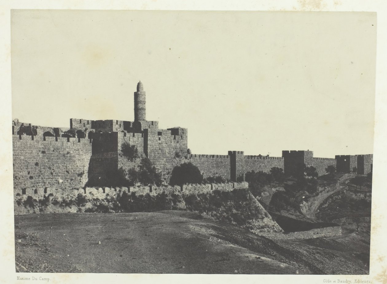 Jerusalem, Länsimuurit, Palestiina, 184951, painettu 1852. tekijältä Maxime Du Camp